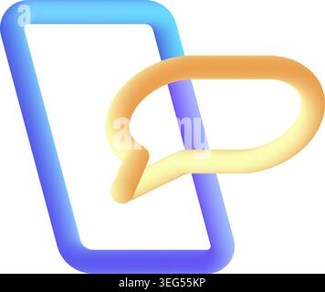 message alert mobile app 3d fluid line icon vector illustration Stock Vector