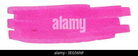 Pink highlighter marker textured rectangular block stroke isolated on white background Stock Photo