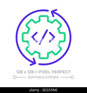 Continuous integration pixel perfect two color line icon Stock Vector
