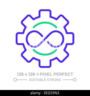 Infinite automation pixel perfect two color line icon Stock Vector