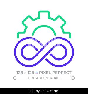 Devops infinity pixel perfect two color line icon Stock Vector