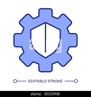 Shield with gear line color icon Stock Vector