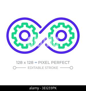 Devops pixel perfect two color line icon Stock Vector