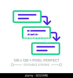 Waterfall methodology pixel perfect two color line icon Stock Vector