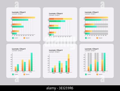 Bar charts vertical horizontal ui dashboard chart set Stock Vector