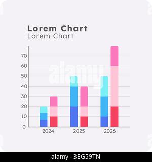 Stacked column chart infographic chart template Stock Vector