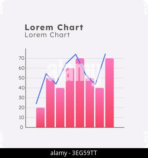 Line and clustered column infographic chart template Stock Vector