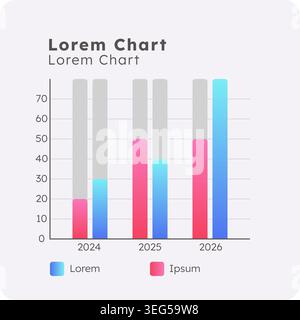 100 percent stacked column infographic chart template Stock Vector