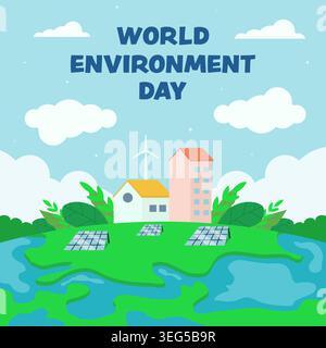 flat illustration design for world environment day Stock Vector
