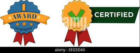 Premium Quality Certified Award Badge Collection Stock Vector