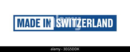 Made in Switzerland square badge with blue color Stock Vector