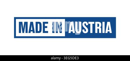 Made in Austria square badge with Austrian flag colors Stock Vector