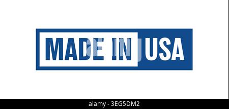 Made in USA square badge with American flag design Stock Vector