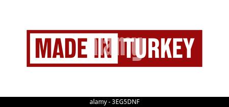 Made in Turkey square badge with red flag colors Stock Vector