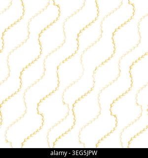 Christmas lights garlands with glowing stars watercolor seamless pattern on white. Winter holiday festive decorations repeat background. Hand drawn Stock Photo