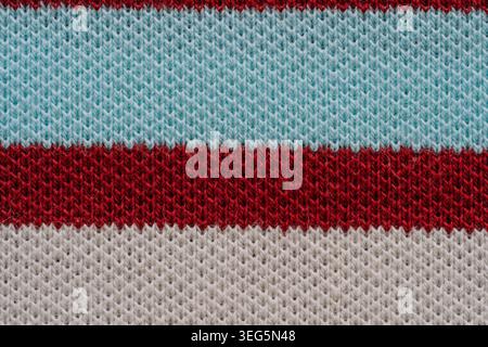 Red blue and white striped fabric texture Stock Photo