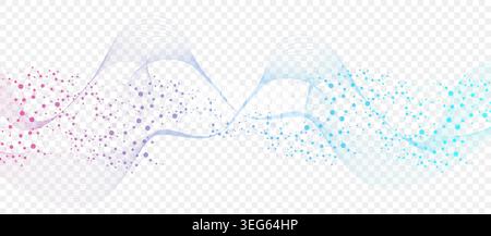 Modern abstract molecules structure for science or medical background. DNA helix or atom visualization. Molecular wave flow abstract background Stock Vector