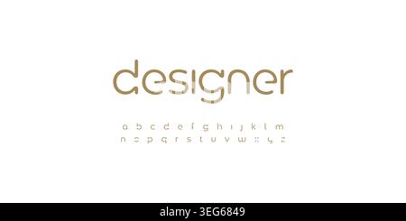 Designer minimal font logo alphabet with rounded lowercase letters for premium branding, fashion logo, clean title elegant boutique identity Stock Vector