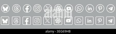 Set of social media icons. Social network vector symbols.. Vector illustration Stock Vector