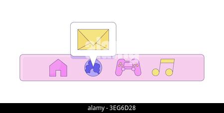 New email notification over Y2K computer UI 2D cartoon object Stock Vector