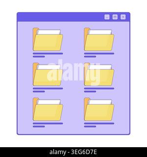 File manager window with folders 2D cartoon object Stock Vector