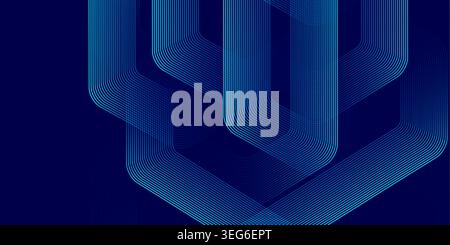 Digital hexagonal blue abstract background. Digital futuristic technology concept with hexagons. Geometric stripe line art design for poster, brochure Stock Vector