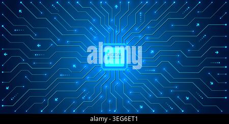 Motherboard technology circuit board background texture design. Creative idea AI banner concept for internet technology. Digital motherboard concept Stock Vector