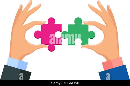 Hands holding puzzle pieces Stock Vector