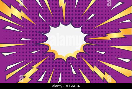 Comic cartoon halftone thunderbolts background Stock Vector