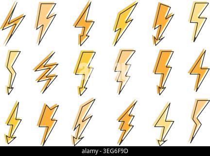 Lightning bolt icons Stock Vector