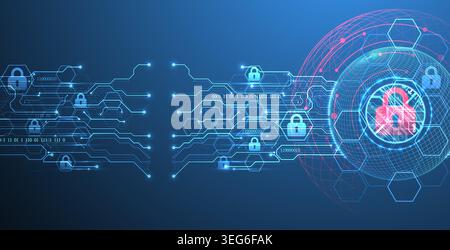 Data security Illustrates cyber data or information privacy idea. Color abstract  technology background. Vector Stock Photo