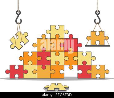 Puzzles collect process Stock Vector