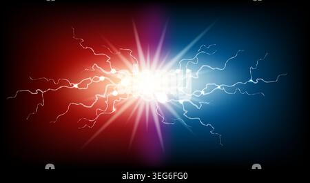 Lightnings in red blue background Stock Vector
