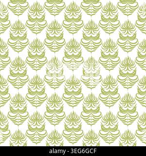 A hand-drawn floral pattern of twigs and leaves. Vector illustration. Geometric seamless pattern with stylized floral motifs,isolated on a light Stock Vector