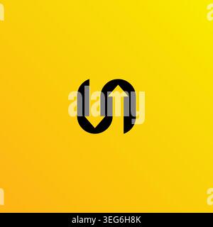 Letter UN Arrow Logo Design Stock Vector