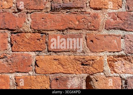 Old weathered brick wall as a creative background, close-up Stock Photo