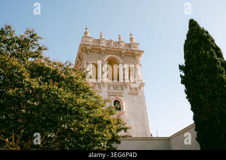 Ornate bell tower at House of Hospitality Balboa Park Stock Photo