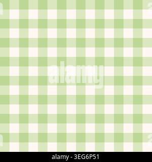 Seamless green and white gingham pattern. Vector pastel plaid background for spring and summer design. Stock Vector