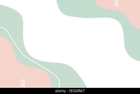 Abstract background with soft pastel green and pink organic fluid shapes for modern graphic design Stock Vector