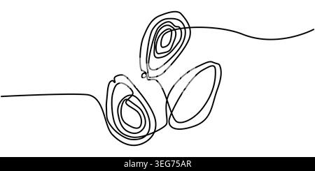 Continuous Line Art of Fresh Avocado Slices Vector Illustration Stock Vector