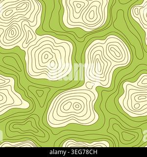 Seamless pattern topographic contour map. Landscape geodesy topography map. Background with contour landscape. Stock Vector
