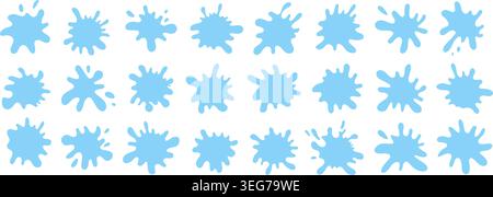 Water or milk puddle frame with wavy edges and splash shapes vector illustration set. Stock Vector