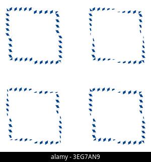 Blue dashed border. Dotted frame collection. Vector geometric ornament. Modern square element. EPS 10. Stock Vector