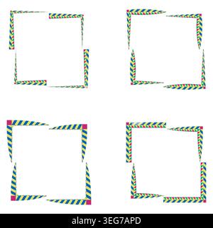 Bright green border. Colorful frame set. Vector corner element. Modern square decoration Stock Vector