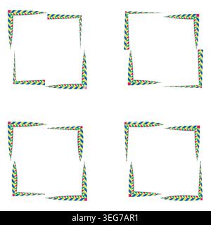 Square frames icon. Green dotted border. Decorative outline set. Vector illustration. EPS 10. Stock Vector