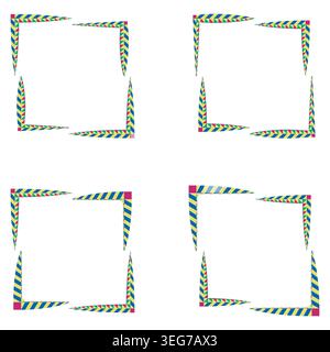 Minimal geometric border. Bright striped frame. Vector colorful outline. Modern abstract square Stock Vector