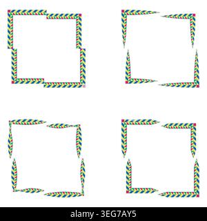 Square frames icon. Green dotted border. Decorative outline group. Vector illustration Stock Vector