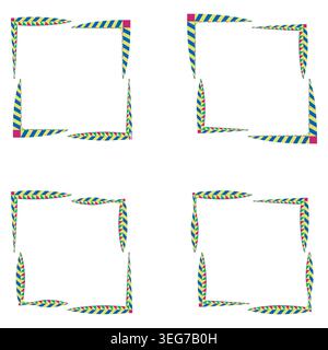 Striped colorful border. Chevron abstract frame. Vector geometric square outline. Bright modern design Stock Vector