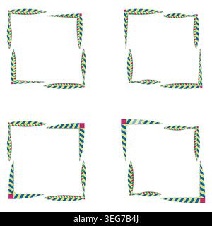 Colorful geometric border. Chevron square frame. Vector abstract ornament. Bright modern outline Stock Vector