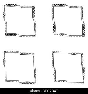 Square frames icon. Gray border set. Decorative outline group. Vector illustration Stock Vector